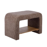 Living room arrangement featuring the striped chenille storage table