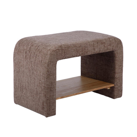 Living room arrangement featuring the striped chenille storage table
