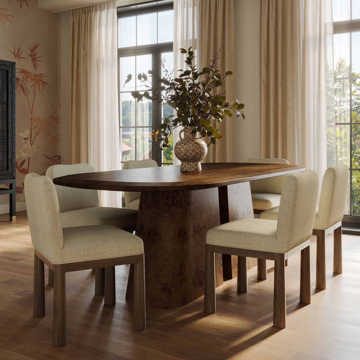 Gladyss 87" Burl Oval Dining Table - View 10