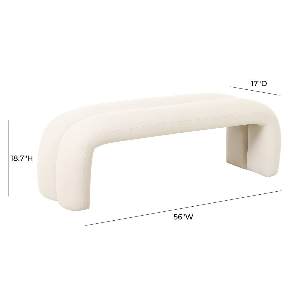 Leigh 56" Velvet Channeled Bench dimensions