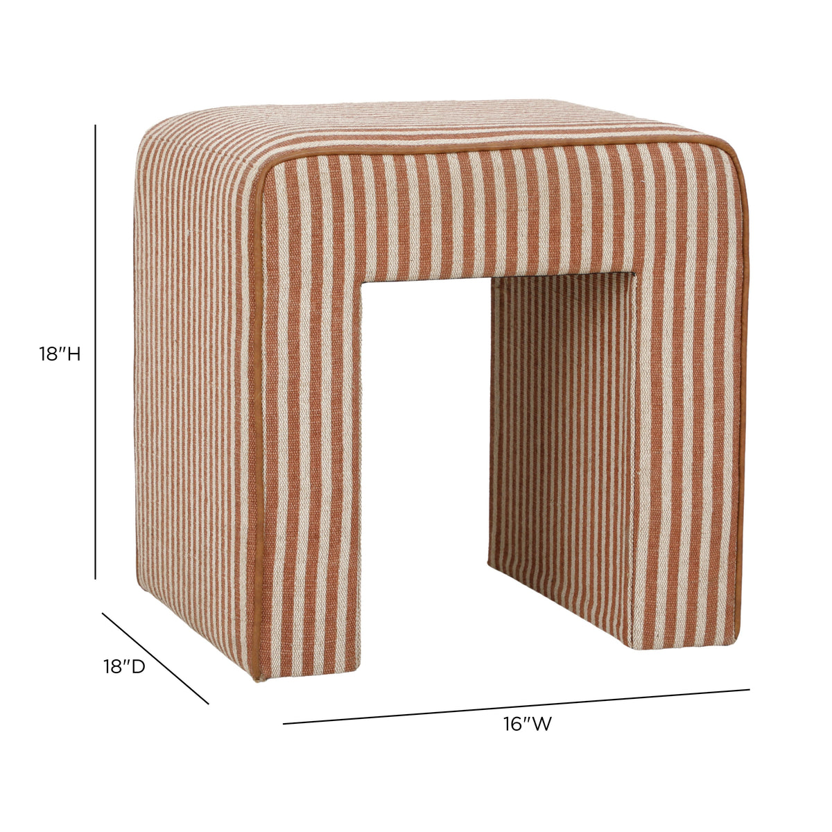 Bottom perspective of Byron Square Ottoman open rectangular base
