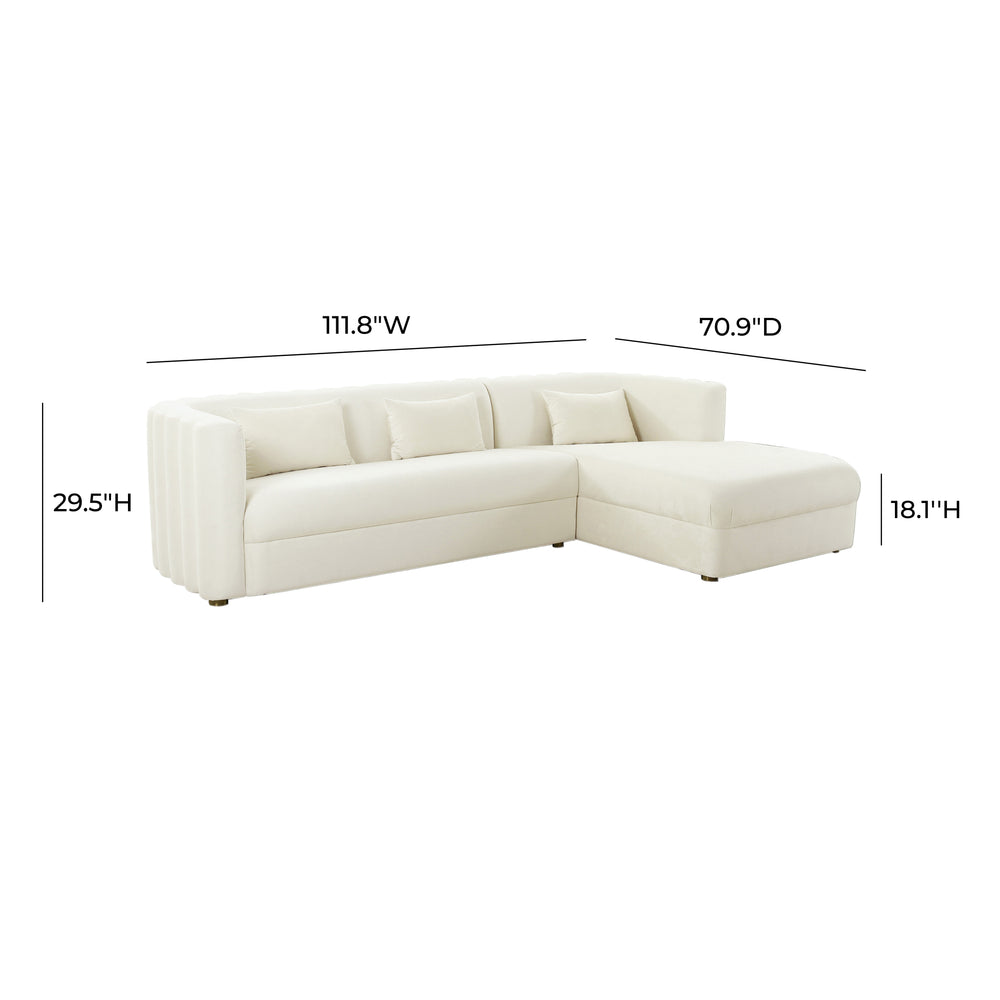 Callie 2-Piece Velvet L-Shaped Sectional dimensions