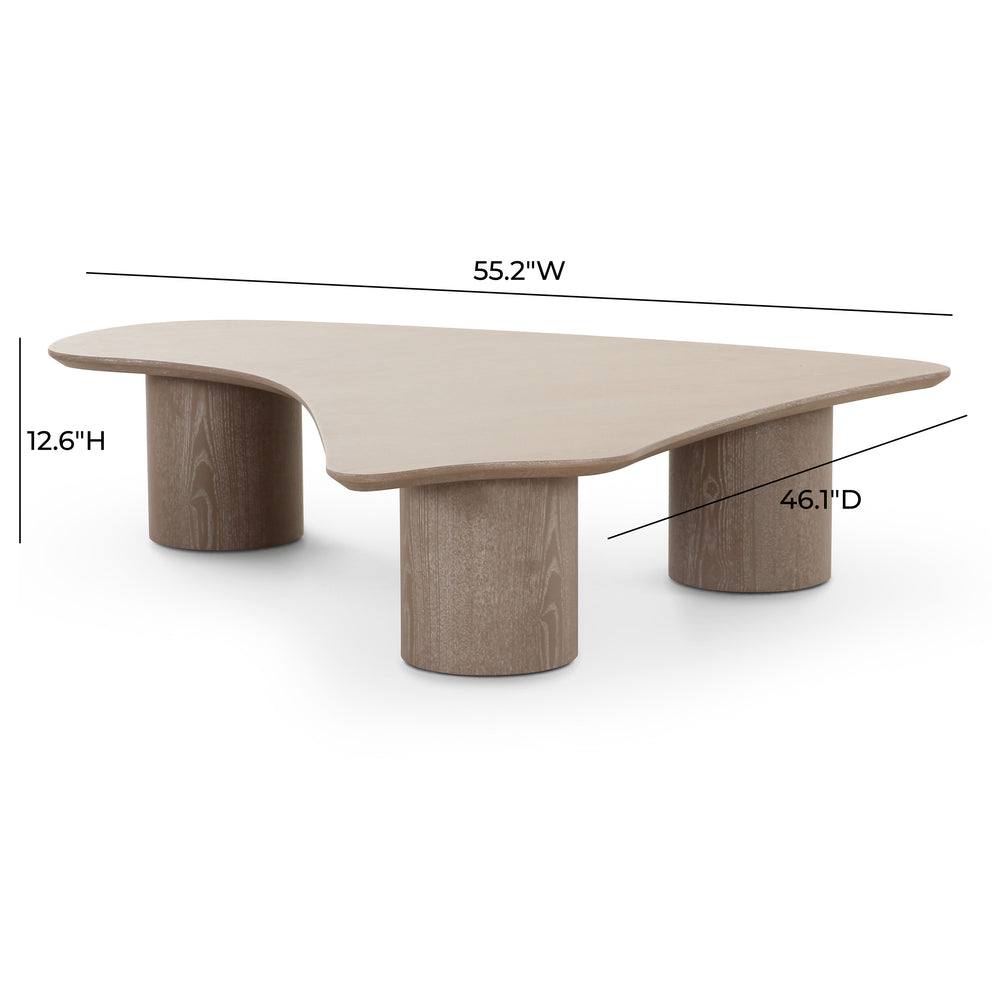 Rhema 55" Washed Ash Organic Low Coffee Table dimensions