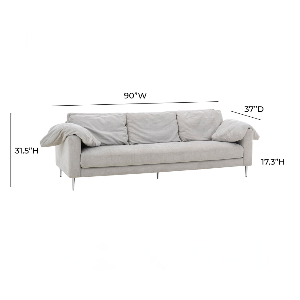 Vari 90" Textured Velvet Lounge Sofa dimensions