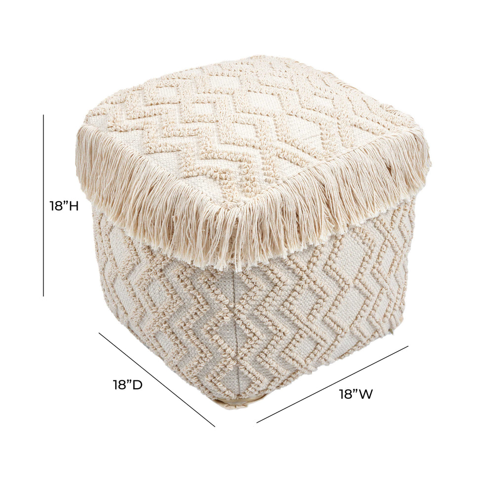 Inca Cream Cotton Pouf dimensions
