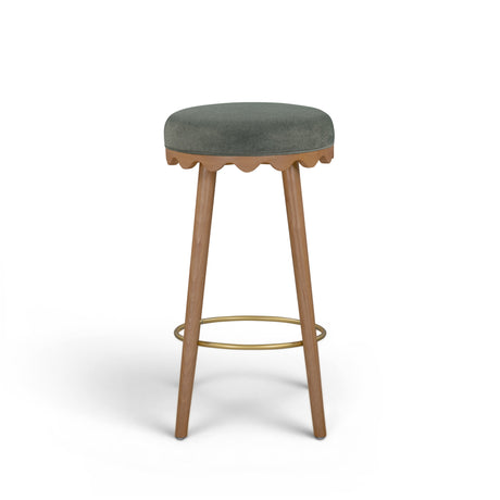 Oodle Performance Vegan Mohair Bar and Counter Stool side angle showing compact profile
