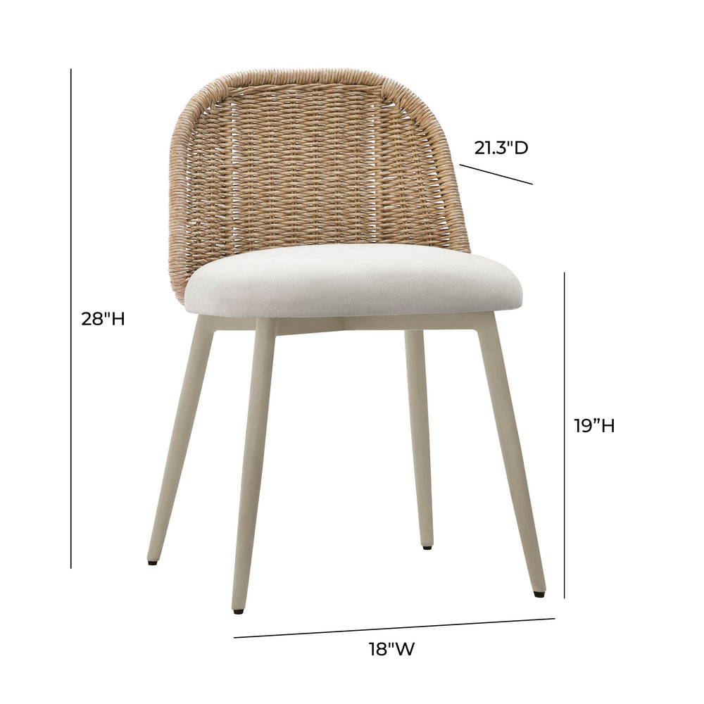 Alexa Rattan Performance Fabric Dining Chair dimensions