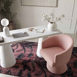 Kristen Rolling Desk Chair in Off-White side angle profile
