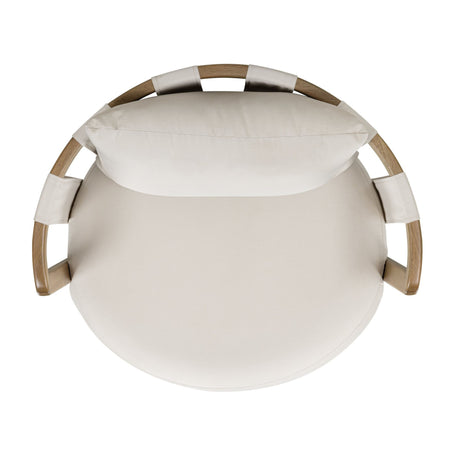 Paolo cream outdoor accent chair styled in a covered patio lounge