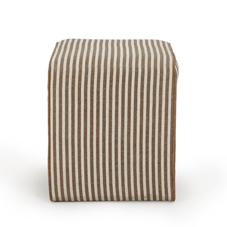 High-angle view of Byron Square Cotton Jute Ottoman natural weave pattern