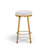 Oodle Performance Vegan Mohair Bar and Counter Stool side profile showing scalloped base