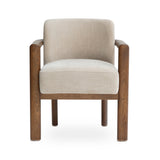 Irma Dining Chair side profile highlighting curved solid wood frame and arms