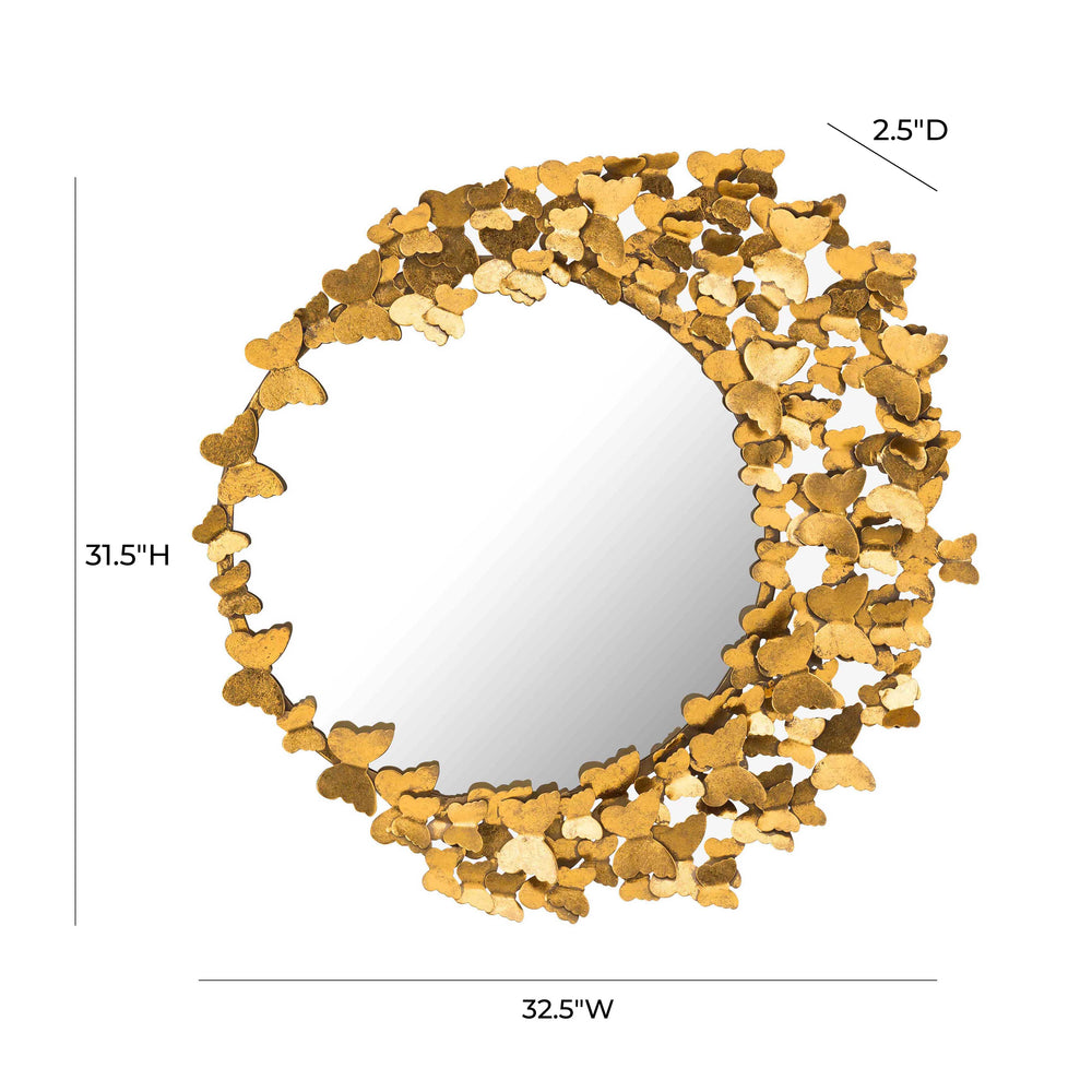 Butterfly 32.5"X31.5" Gold Mirror dimensions