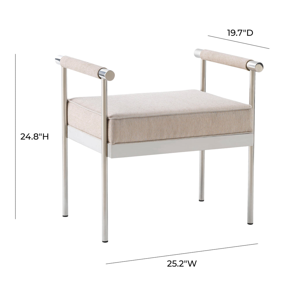 Diva 25" Cream Velvet Bench dimensions