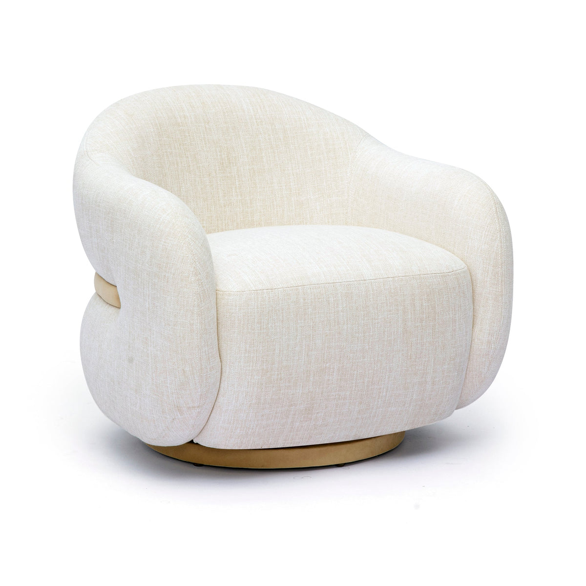 Top-down view of FOAK Salma swivel accent chair showcasing deep cushioned seating