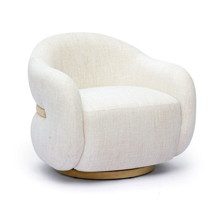 Top-down view of FOAK Salma swivel accent chair showcasing deep cushioned seating