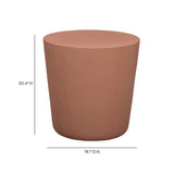 Margot Indoor Outdoor Concrete Stool styled on an outdoor patio