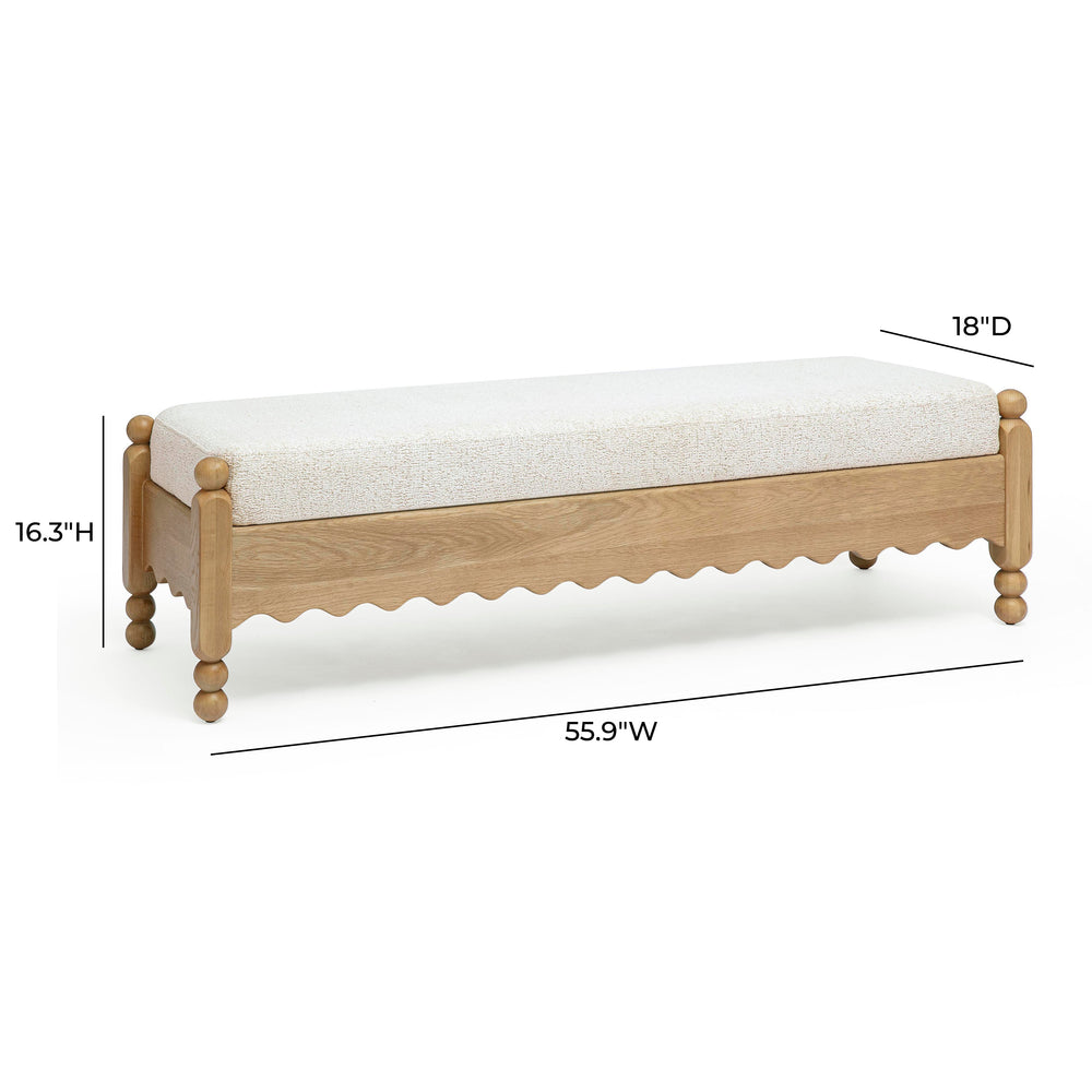 Thelma 56" Cream Performance Basketweave Bench dimensions