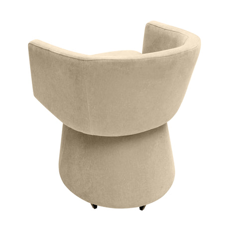 Kristen Rolling Desk Chair in Beige back curved barrel structure