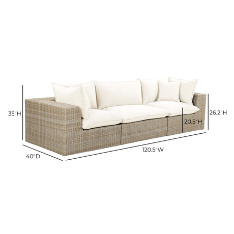 Cali wicker outdoor sofa modular connection point detail