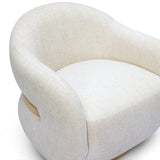 Close-up shot of FOAK Salma curved armrest and high-density foam cushioning