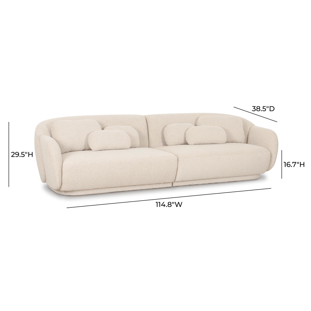 Misty 115" Cream Boucle Modular Sofa dimensions
