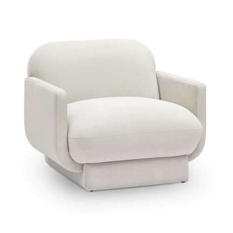 Azalea Performance Velvet Accent Chair isometric angle showcasing wide track arms