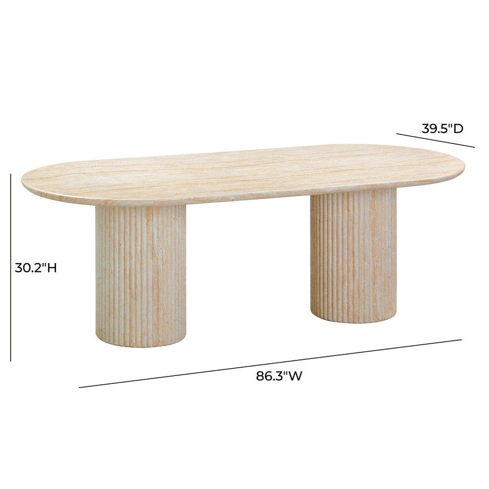 Brut 86" Concrete Patterned Indoor/Outdoor 86" Oval Dining Table dimensions