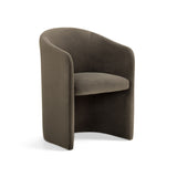 Side angle view of Seraphina performance velvet dining chair in contemporary dining room