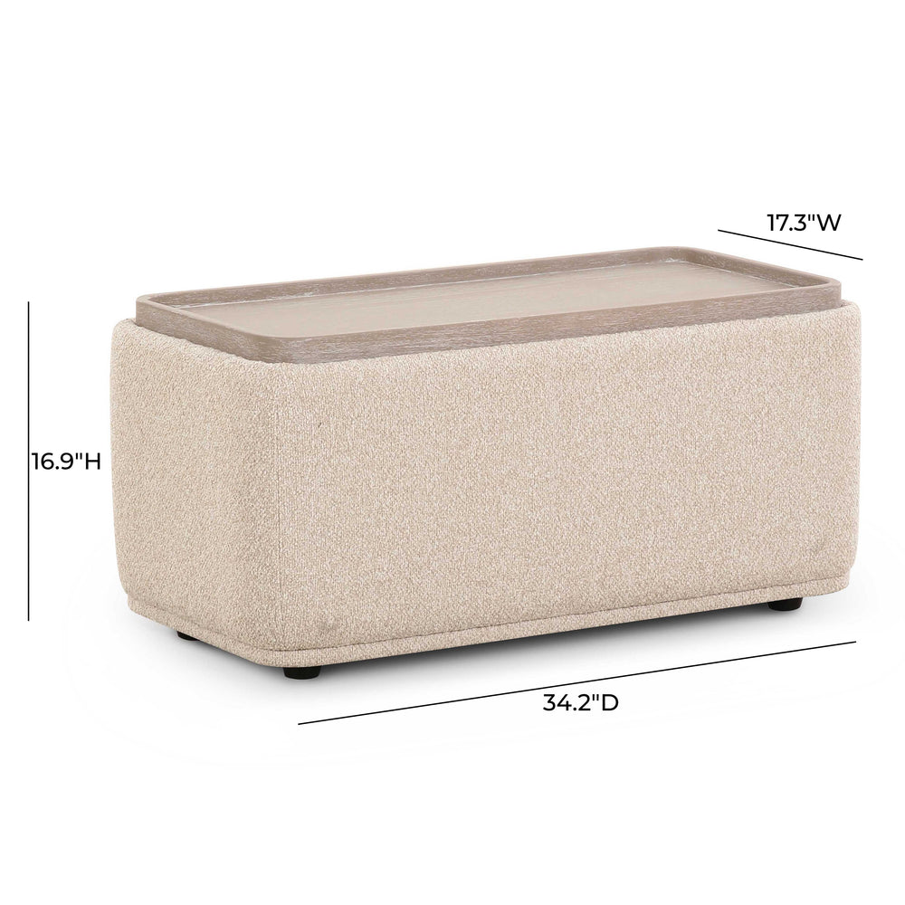 Sylvie Cream Boucle Ottoman Table dimensions