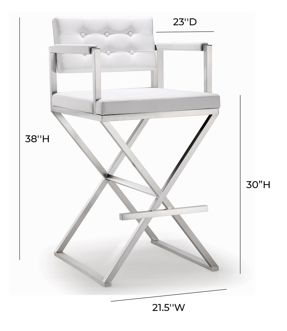 Director Performance Vegan Leather Stool with Silver Base dimensions