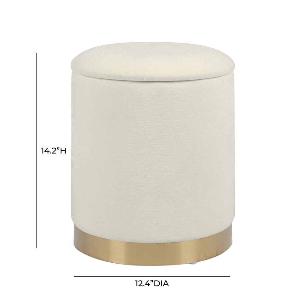 Zoe Cream Chenille Storage Ottoman dimensions