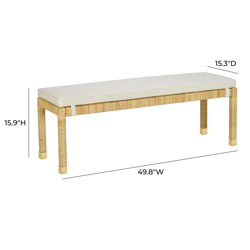 Amara Cream Linen Bench dimensions