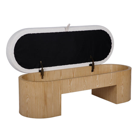 Top-down view of Poppi cream upholstered bench cushion