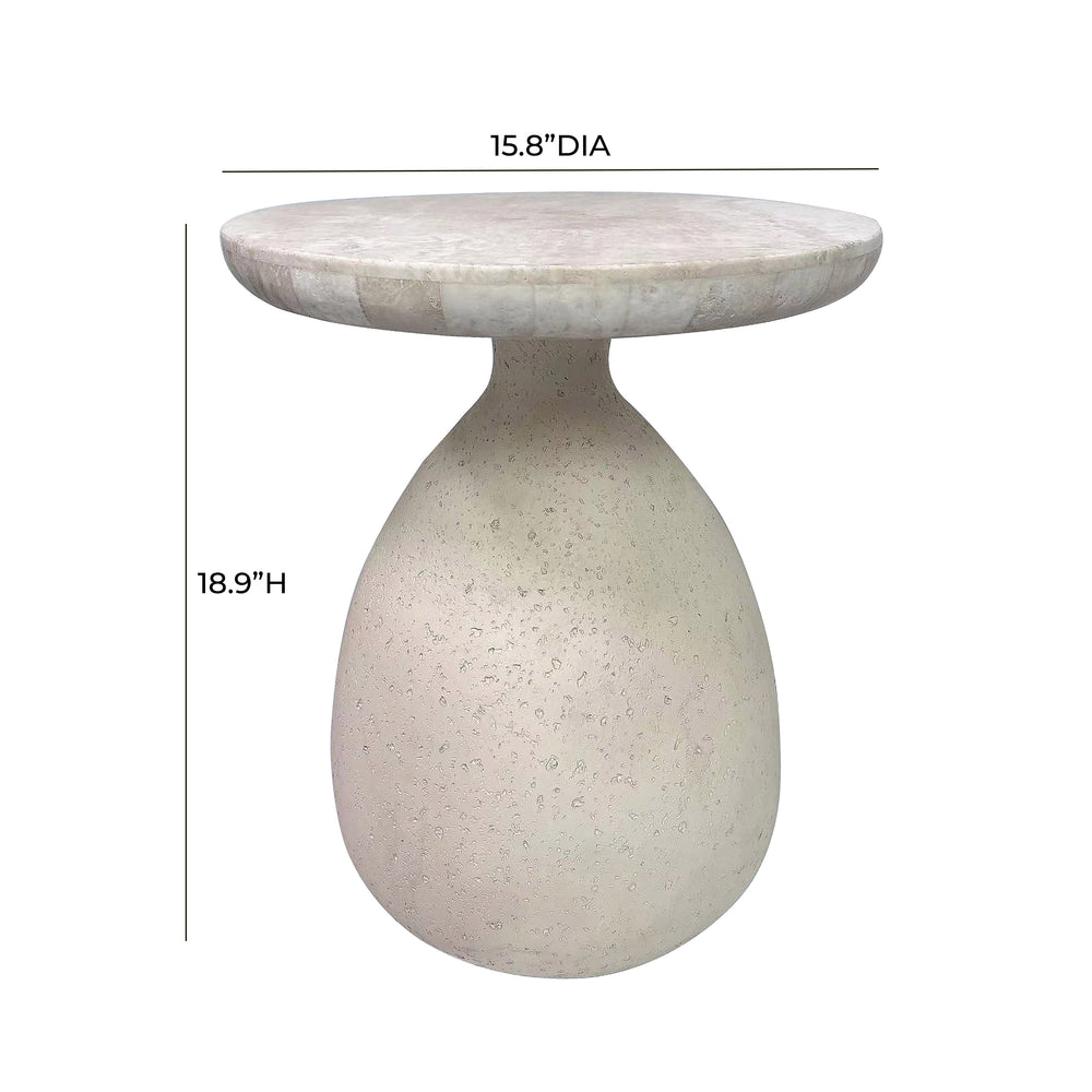 Gina Cream Travertine Side Table dimensions