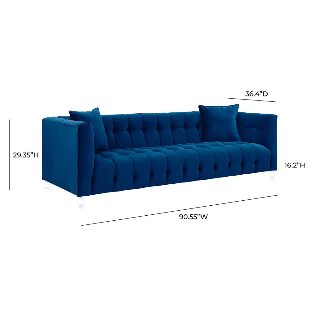 Bea 90.6" Velvet Tufted Sofa dimensions