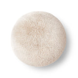 Close-up of Oopa Swivel Ottoman textured faux shearling upholstery weave