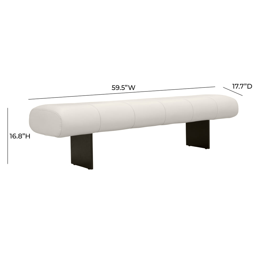 Karol 59.5" Cream Performance Vegan Leather Bench dimensions