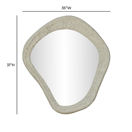 Orpheus 35"X31" Ribbed Faux Stone Wall Mirror - View 6