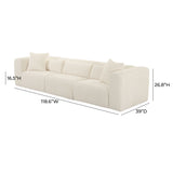 Tarra modular sofa corner section detail showing low-profile cushioned armrest