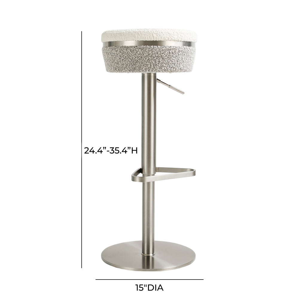 Astro White and Grey Boucle Adjustable Stool dimensions