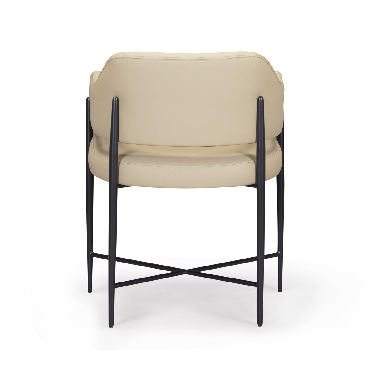 Cream Sezanne vegan leather dining chair angled three-quarter view