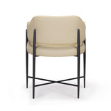 Cream Sezanne vegan leather dining chair angled three-quarter view
