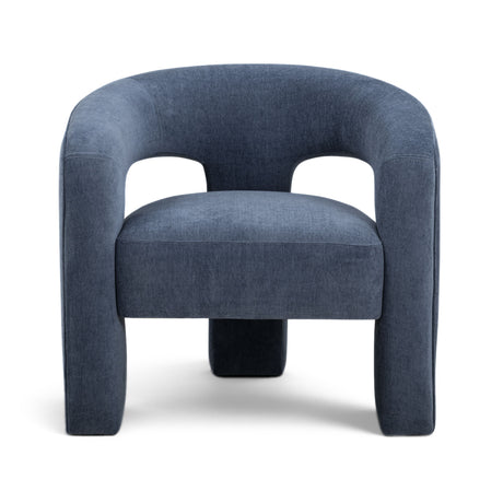 Durable seam stitching detail along Malone Accent Chair curved frame
