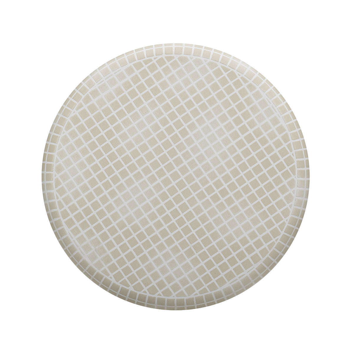Monica tiled pedestal side table placed in a covered patio outdoor setting