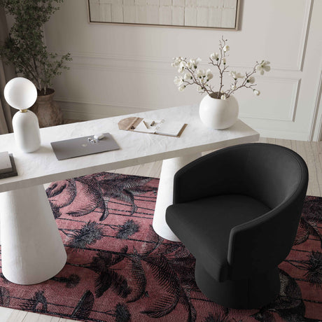 Kristen Rolling Desk Chair in Cream fabric weave close-up