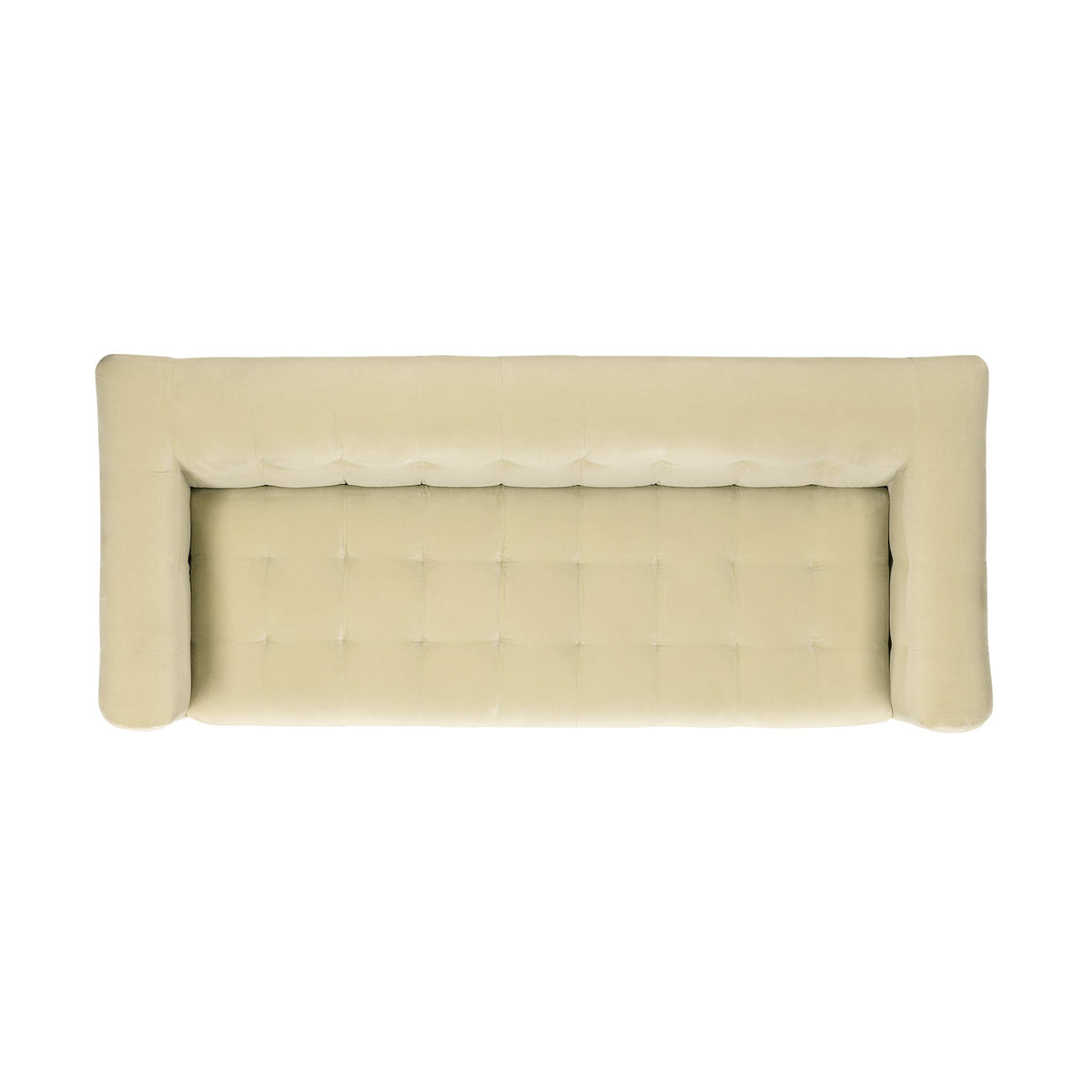 Back and side profile view of Jules 94-Inch track arm performance velvet couch