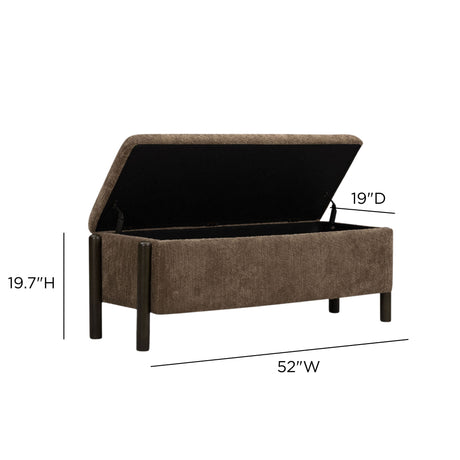 Abby 52" Nubby Fabric Storage Bench - View 17