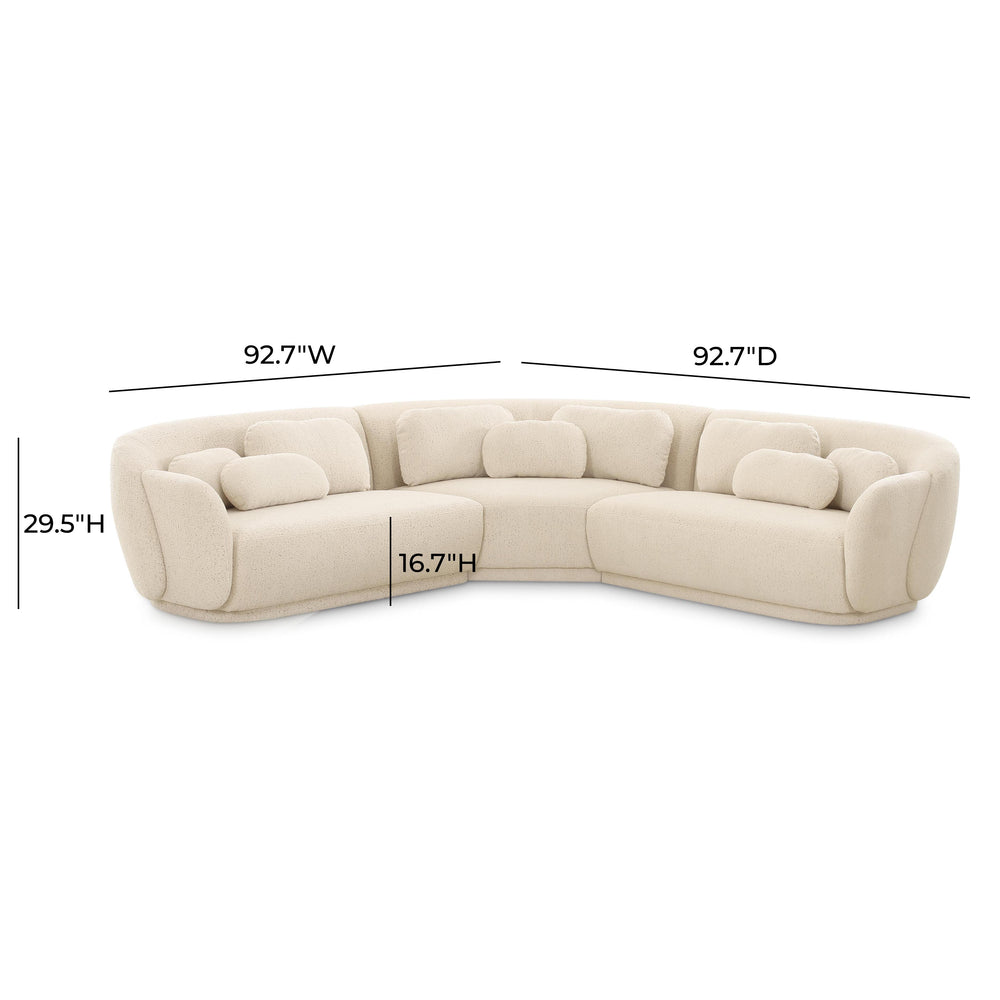 Misty 3-Piece Cream Boucle Modular L-Sectional dimensions