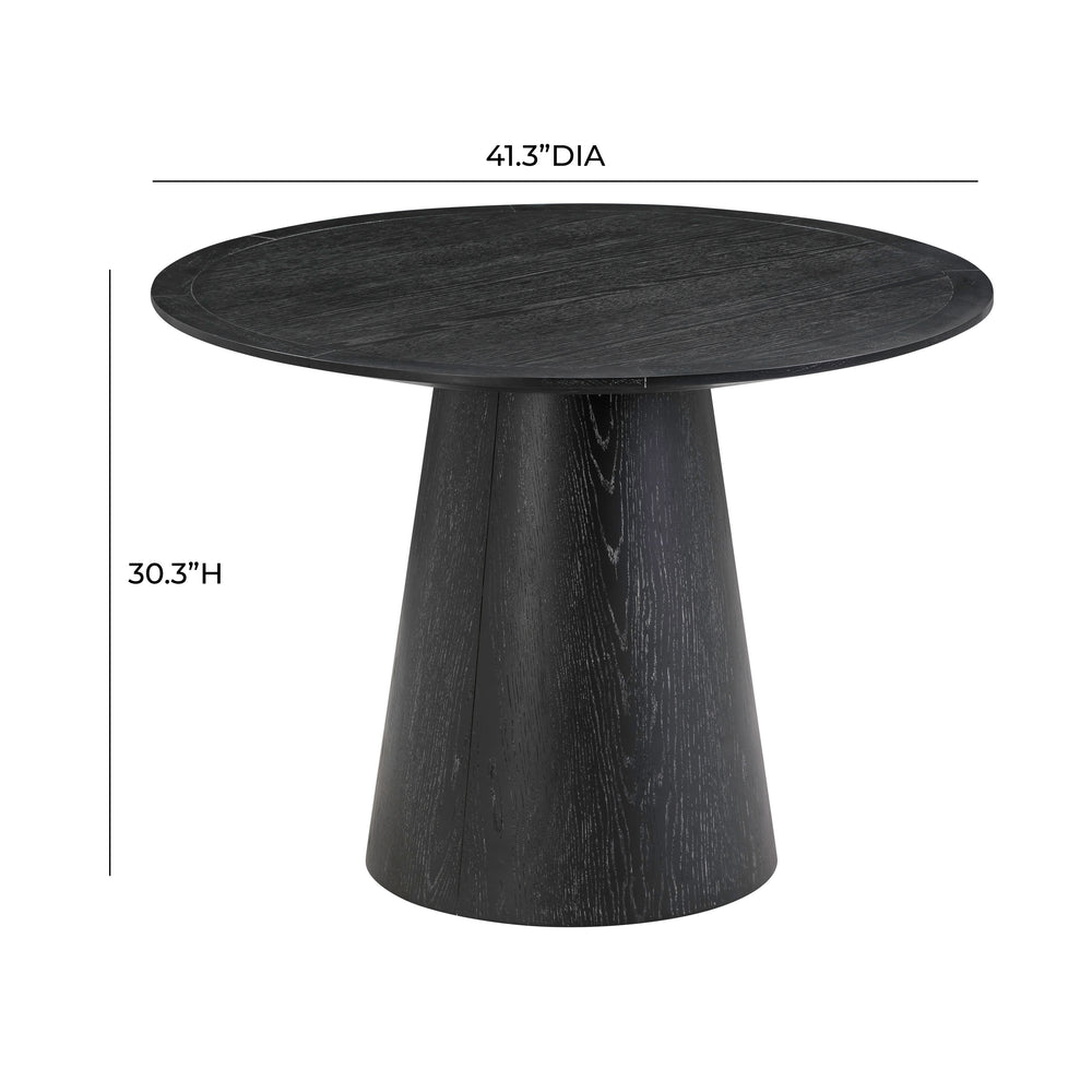 Sahara 41" Black Oak Round Dining Table dimensions